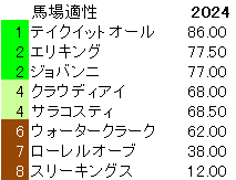 2024　京都２歳Ｓ　馬場適性指数